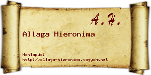 Allaga Hieronima névjegykártya